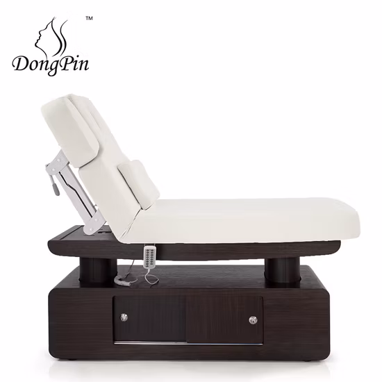 Cama curvada para extensão de cílios, mesa de massagem elétrica, spa, cama de beleza, 4 motores